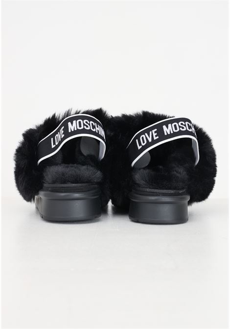 Sandali bassi chiusi neri da donna con pelliccia LOVE MOSCHINO | JA10513H0LJAW000